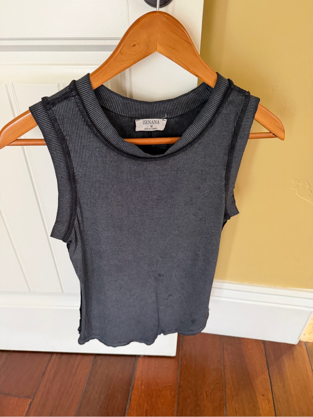 Zenana Outfitters Charcoal Ribbed Sleeveless Tank Top